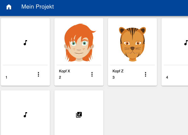 Screenshot, der das Resultat des Verschiebens eines Kopf-Symbols zu einer Aufnahme zeigt.