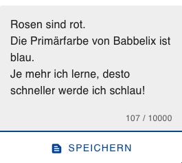 Screenshot eines Beispiel-Texts im Textbereich.
