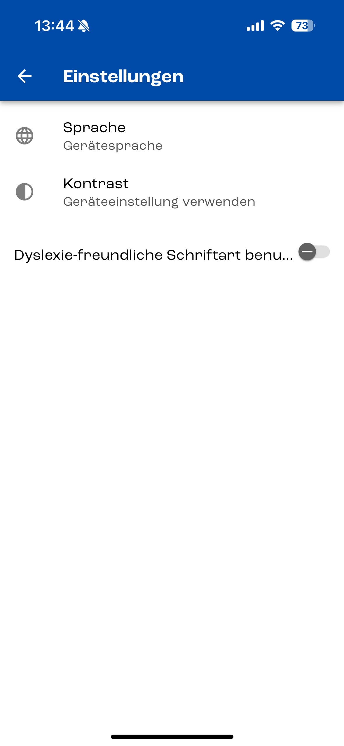 Screenshot der Einstellungen in der Babbelix-App.